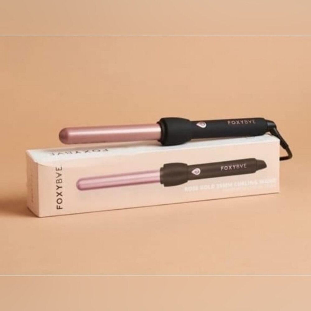 NEW-FOXYBAE 25mm Black Curling Wand with Rose Gold Colored Barrel
